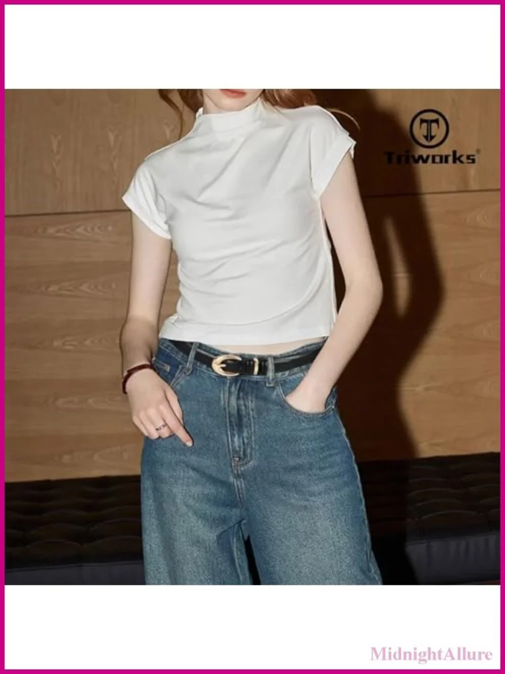 Women's Faux Leather Skinny Belt Gold Buckle for Jeans Pants Dress